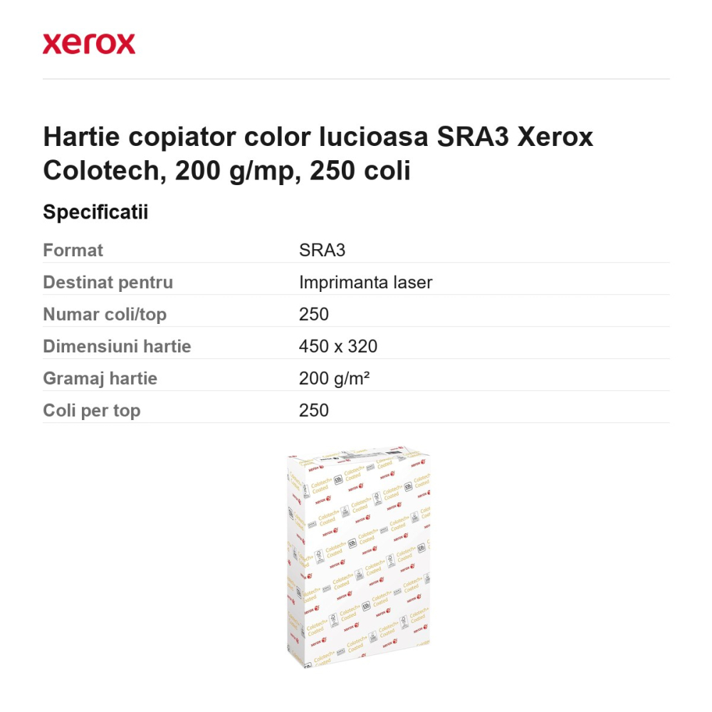 Hartie copiator color lucioasa SRA3 Xerox Colotech, 200 g/mp, 250 coli [3]