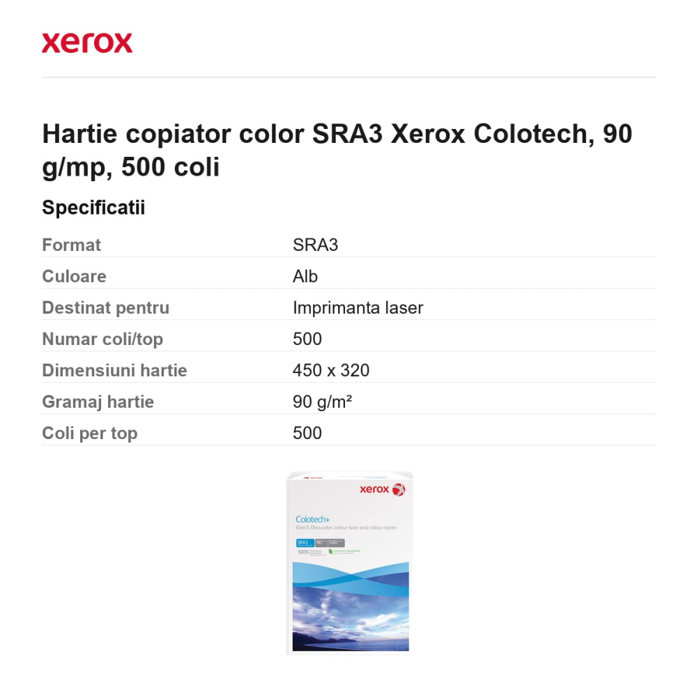 Hartie copiator color SRA3 Xerox Colotech, 90 g/mp, 500 coli [3]