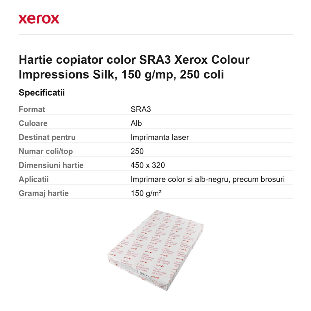 Hartie copiator color SRA3 Xerox Colour Impressions Silk, 150 g/mp, 250 coli [3]
