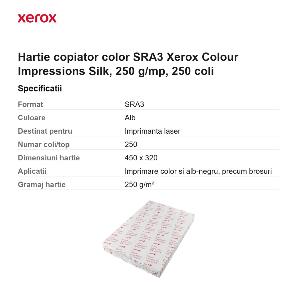 Hartie copiator color SRA3 Xerox Colour Impressions Silk, 250 g/mp, 250 coli [3]
