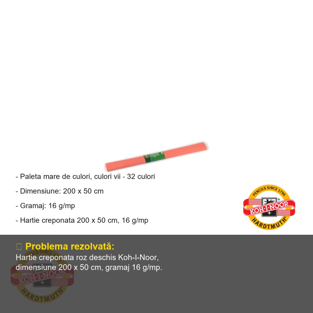 Hartie creponata roz deschis Koh-I-Noor, 200 x 50 cm, pentru decoratiuni si activitati craft [2]