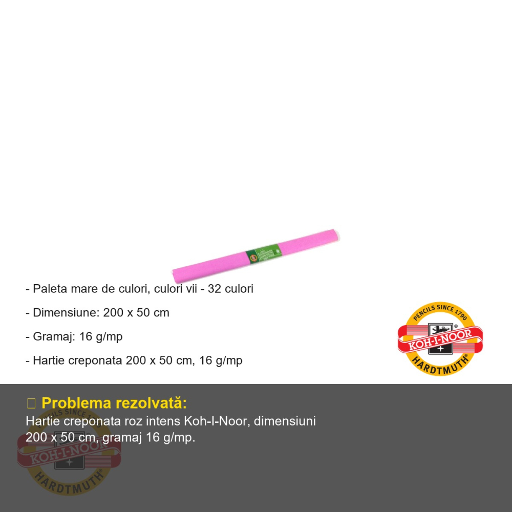 Hartie creponata roz intens Koh-I-Noor, 200 x 50 cm, pentru decoratiuni si activitati craft [2]