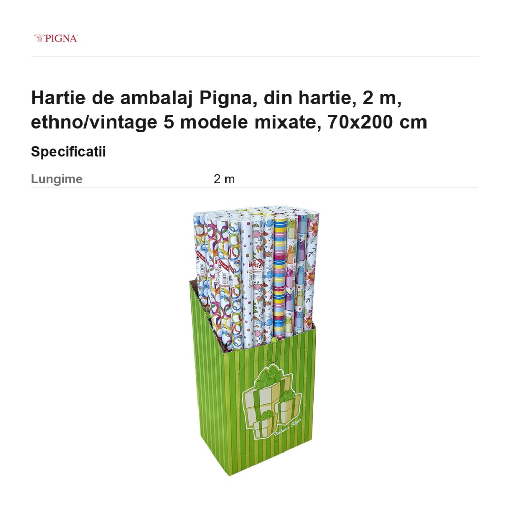 Hartie de ambalaj Pigna, 2 m, ethno/vintage 5 modele mixate, 70x200 cm [3]