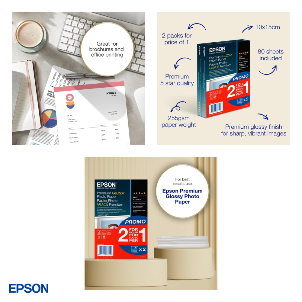 Hartie foto lucioasa Epson Premium Glossy Photo Paper, 10 x 15 cm, 255 g/mp, 80 coli, C13S042167 [5]