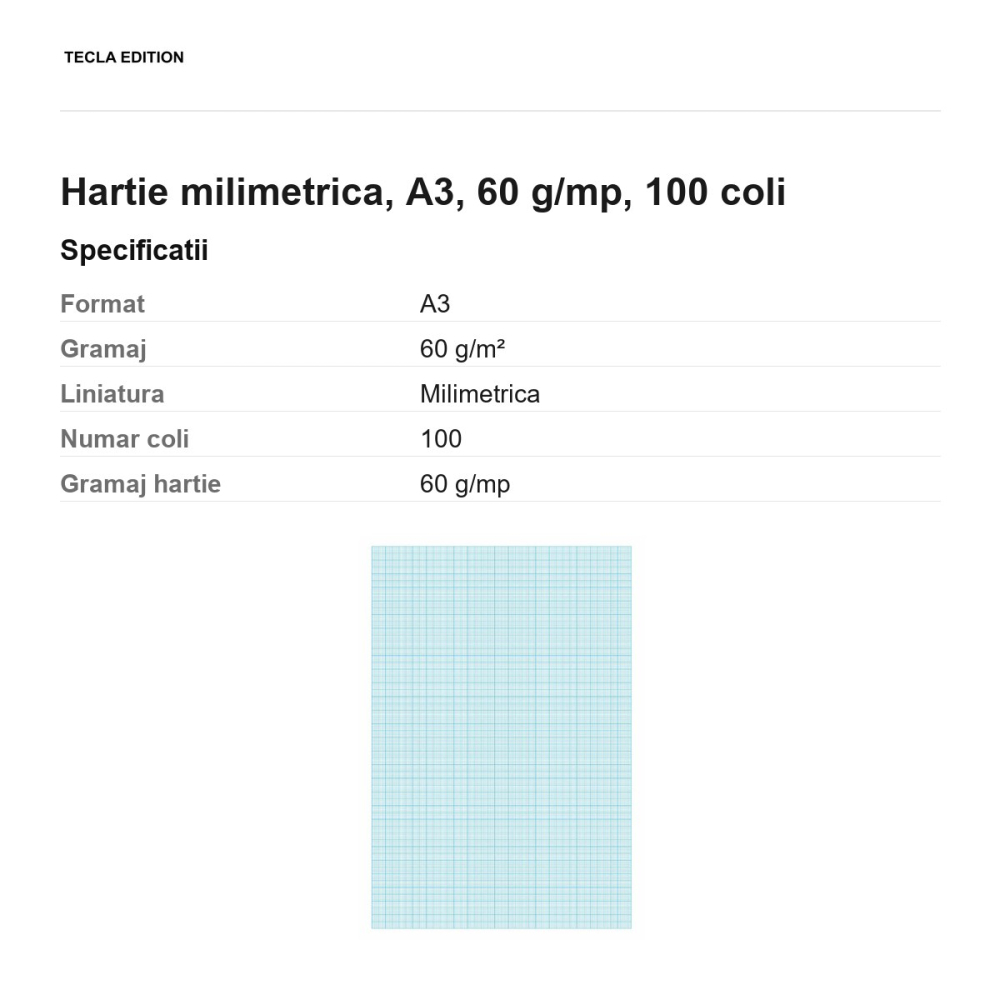 Hartie milimetrica, A3, 60 g/mp, 100 coli [3]