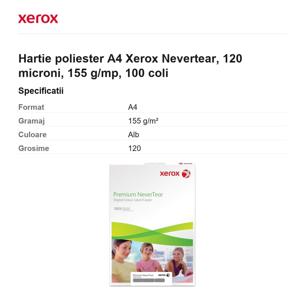 Hartie poliester A4 Xerox Nevertear, 120 microni, 155 g/mp, 100 coli [3]