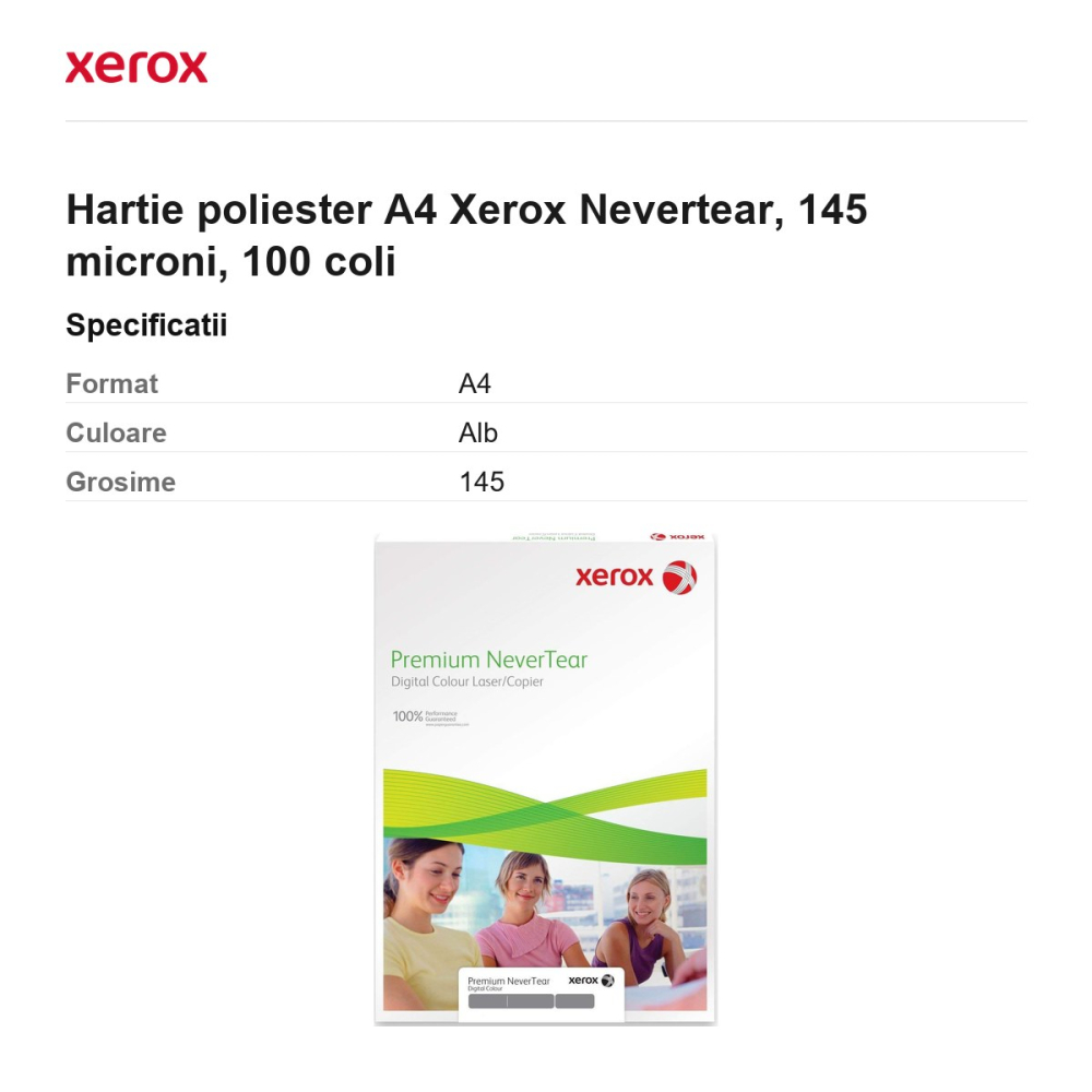 Hartie poliester A4 Xerox Nevertear, 145 microni, 100 coli [3]