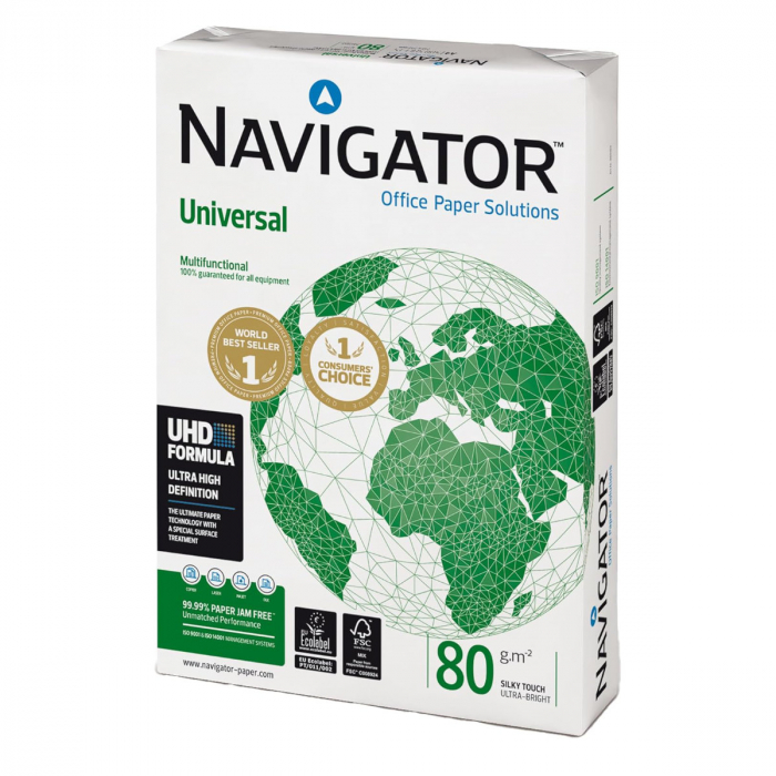 Hartie Premium Multifunctionala A4 NAVIGATOR Universal 80g/mp, formula UHD, pentru toate imprimantele si copiatoarele, 500 coli/top [1]