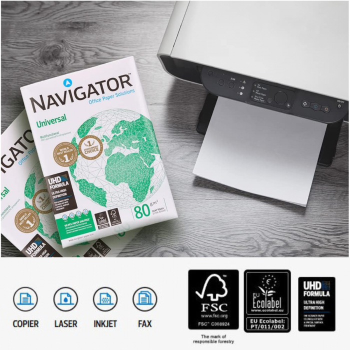 Hartie Premium Multifunctionala A4 NAVIGATOR Universal 80g/mp, formula UHD, pentru toate imprimantele si copiatoarele, 500 coli/top [4]