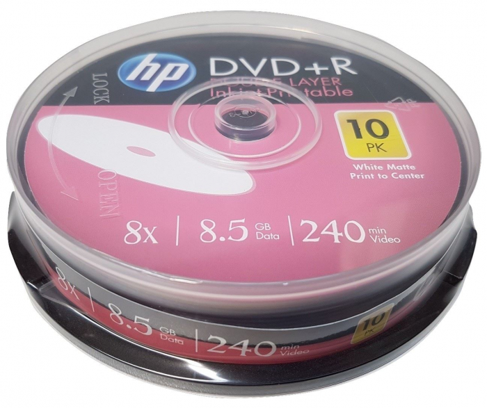 DVD+R DL 8.5 Gb 8X Double Layer Printabil HP, Cake Box, 10 buc - HPDDP10+ [2]