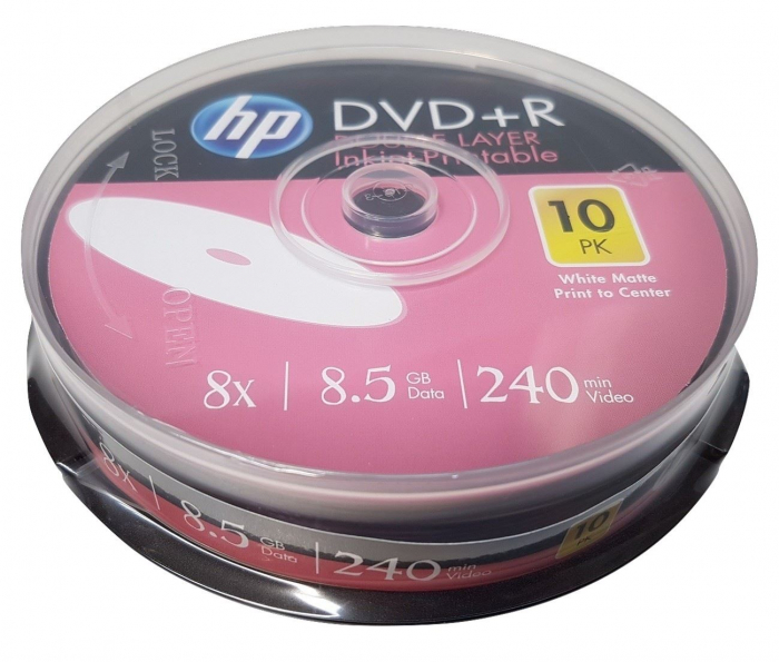 DVD+R DL 8.5 Gb 8X Double Layer Printabil HP, Cake Box, 10 buc - HPDDP10+ [3]