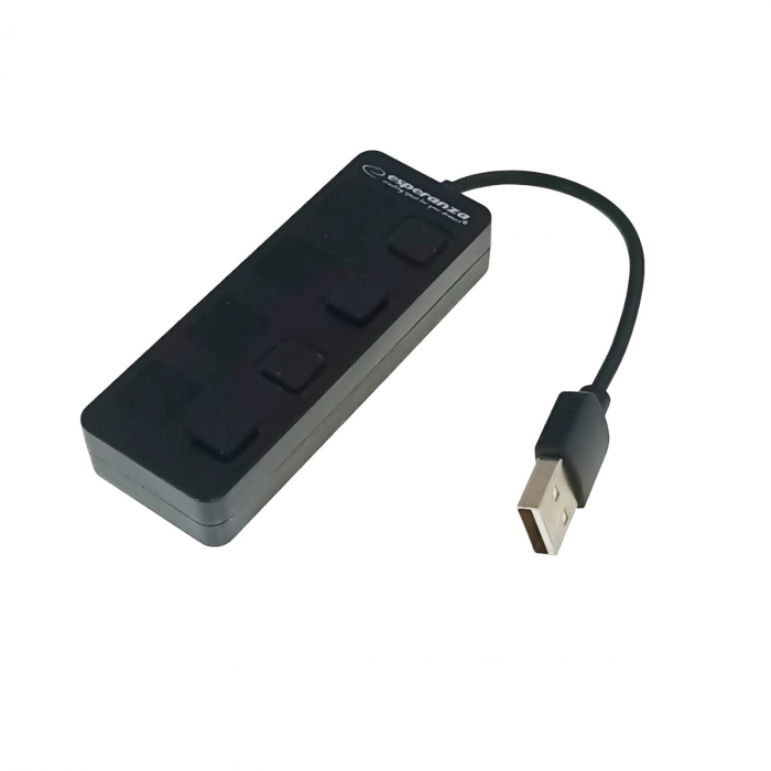 Hub USB 2.0 cu 4 porturi cu comutatoare, Esperanza, 480 MB/s, negru [3]