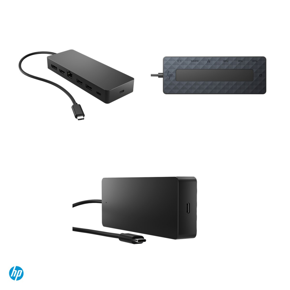 Hub USB-C HP Universal USB-C Multiport Hub, 7 porturi, HDMI 2.0, DisplayPort 1.2, RJ-45 Gigabit, USB-C pass-through pana la 65 W, cablu integrat 30 cm, negru, 50H55UT [4]