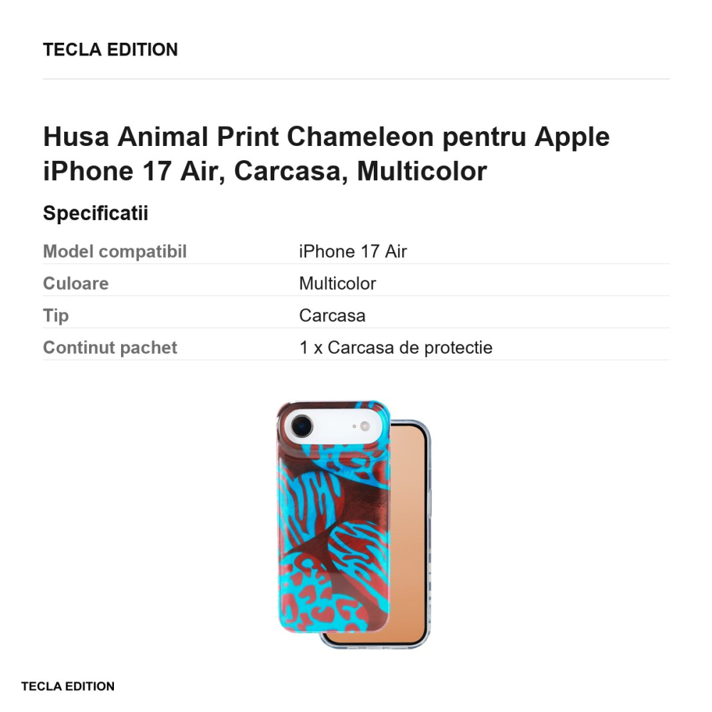 Husa Animal Print Chameleon pentru Apple iPhone 17 Air, Carcasa, Multicolor [3]