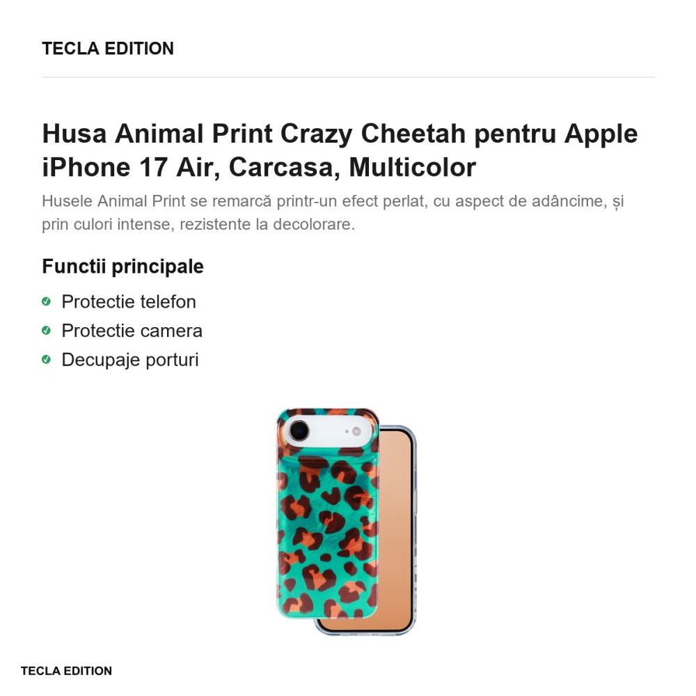 Husa Animal Print Crazy Cheetah pentru Apple iPhone 17 Air, Carcasa, Multicolor [2]