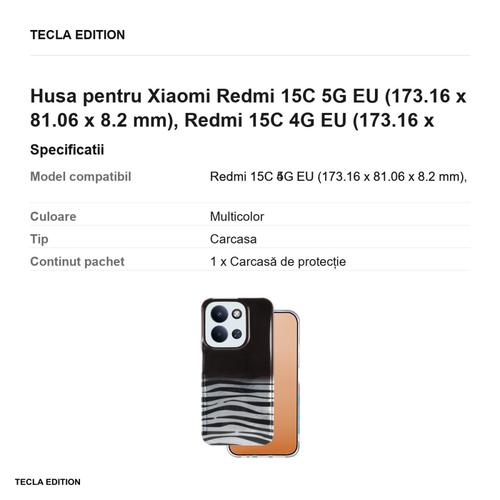 Husa Animal Print Okapi pentru Xiaomi Redmi 15C 5G EU, Redmi 15C 4G EU, Carcasa, Multicolor [3]