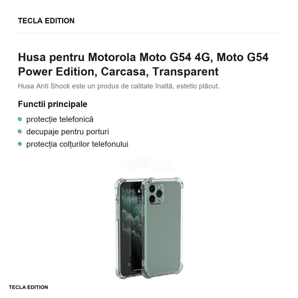 Husa Anti Shock 1,5 mm Edition pentru Motorola Moto G54 4G, Moto G54 Power Edition, Carcasa, Transparent [2]