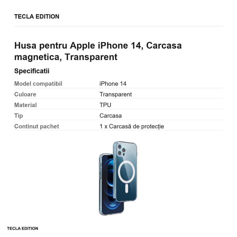 Husa Anti Shock 1 5 mm Mag camera pentru Apple iPhone 14, Carcasa magnetica, Transparent [3]