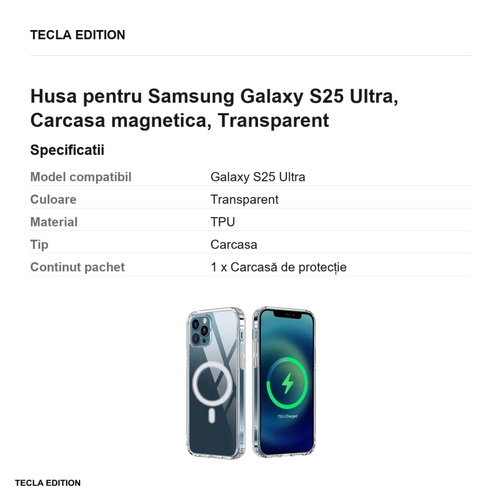 Husa Anti Shock 1 5 mm Mag pentru Samsung Galaxy S25 Ultra, Carcasa magnetica, Transparent [3]