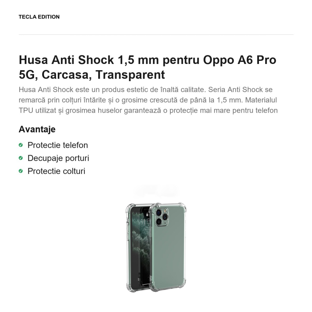 Husa Anti Shock 1,5 mm pentru Oppo A6 Pro 5G, Carcasa, Transparent [2]