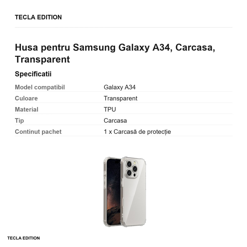 Husa Anti Shock 1 5 mm pentru Samsung Galaxy A34, Carcasa, Transparent [3]