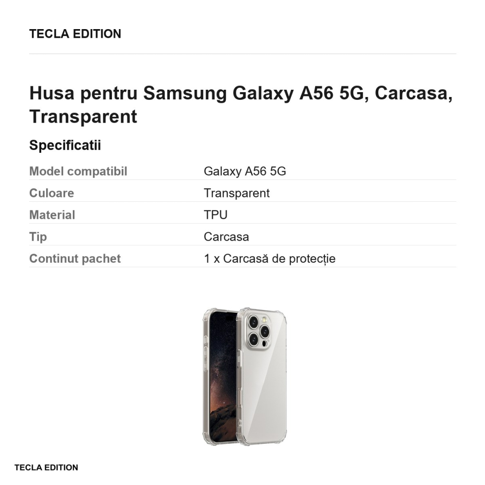 Husa Anti Shock 1 5 mm pentru Samsung Galaxy A56 5G, Carcasa, Transparent [3]