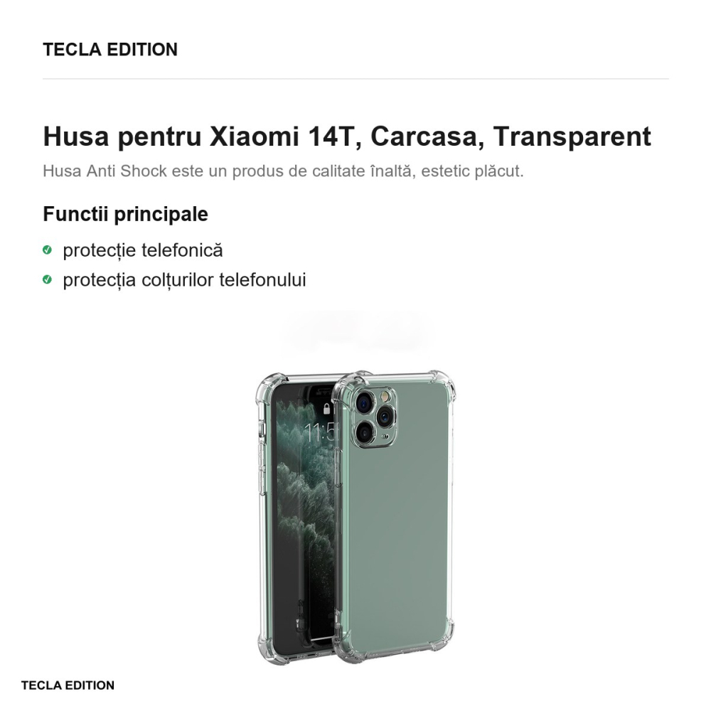 Husa Anti Shock 1,5 mm pentru Xiaomi 14T, Carcasa, Transparent [2]