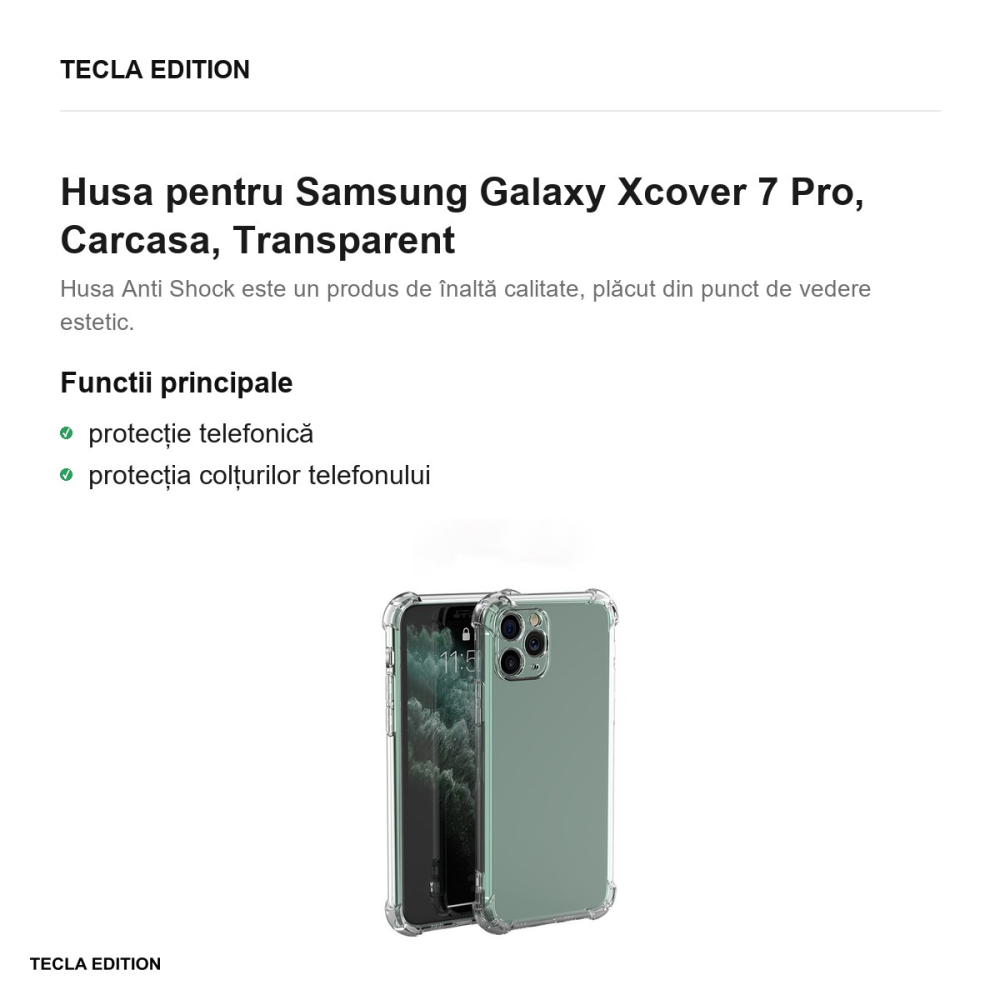 Husa Anti Shock 1 5 mm Xcover pentru Samsung Galaxy Xcover 7 Pro, Carcasa, Transparent [2]