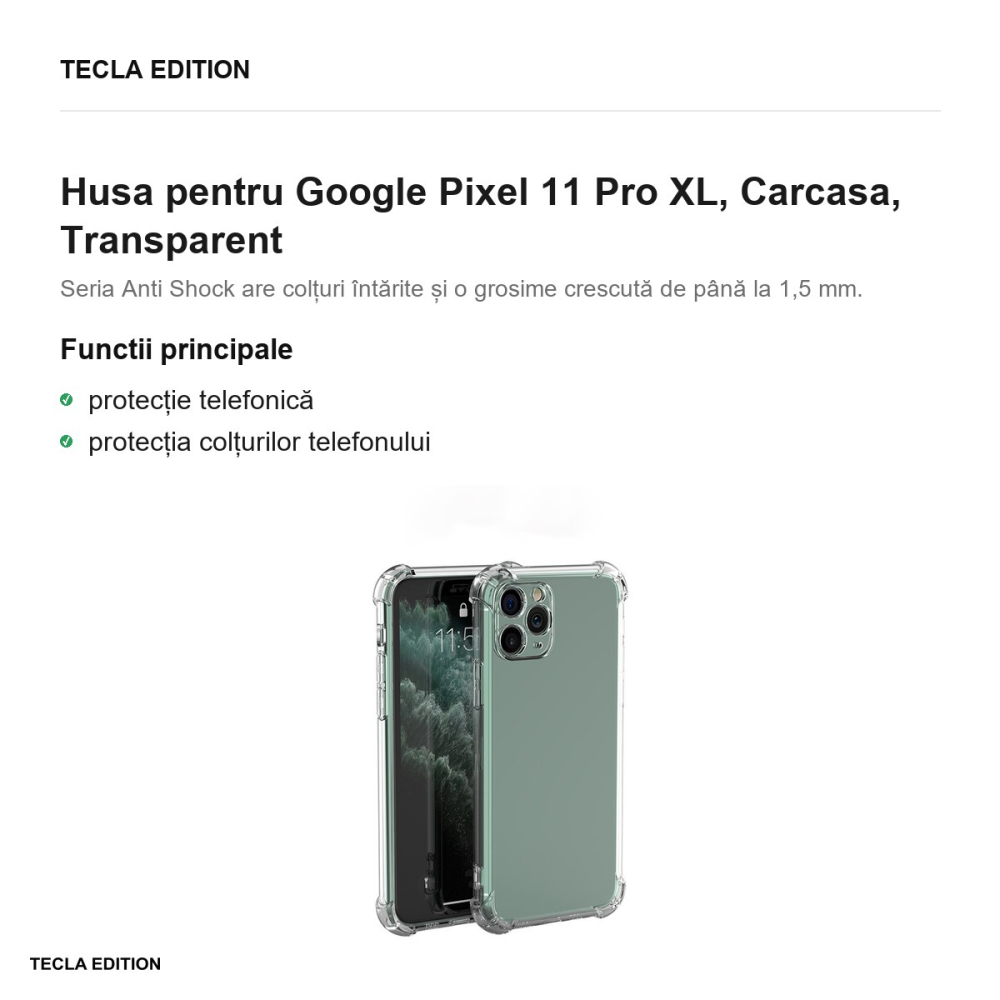 Husa Anti Shock 1,5 mm XL pentru Google Pixel 11 Pro XL, Carcasa, Transparent [2]