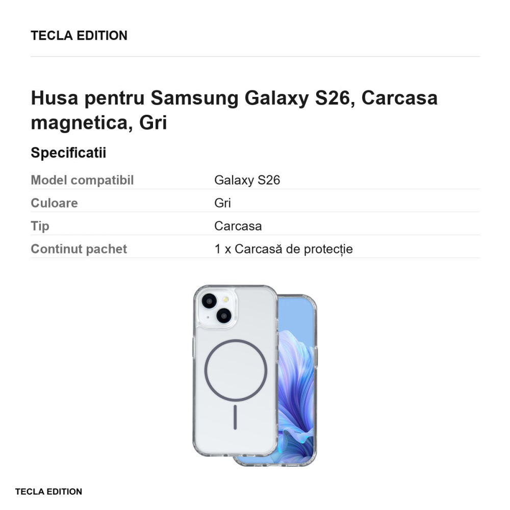 Husa Anti Shock Thin Mag pentru Samsung Galaxy S26, Carcasa magnetica, Gri [3]