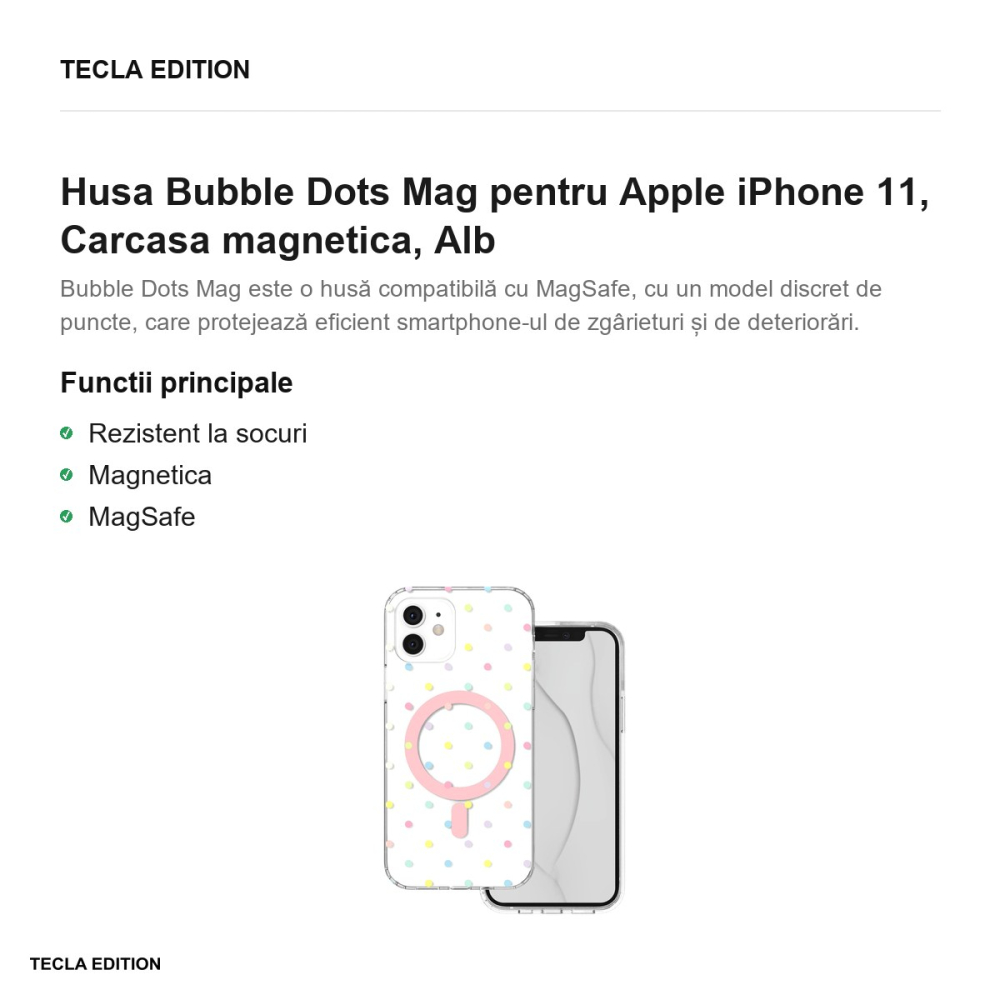 Husa Bubble Dots Mag pentru Apple iPhone 11, Carcasa magnetica, Alb [2]