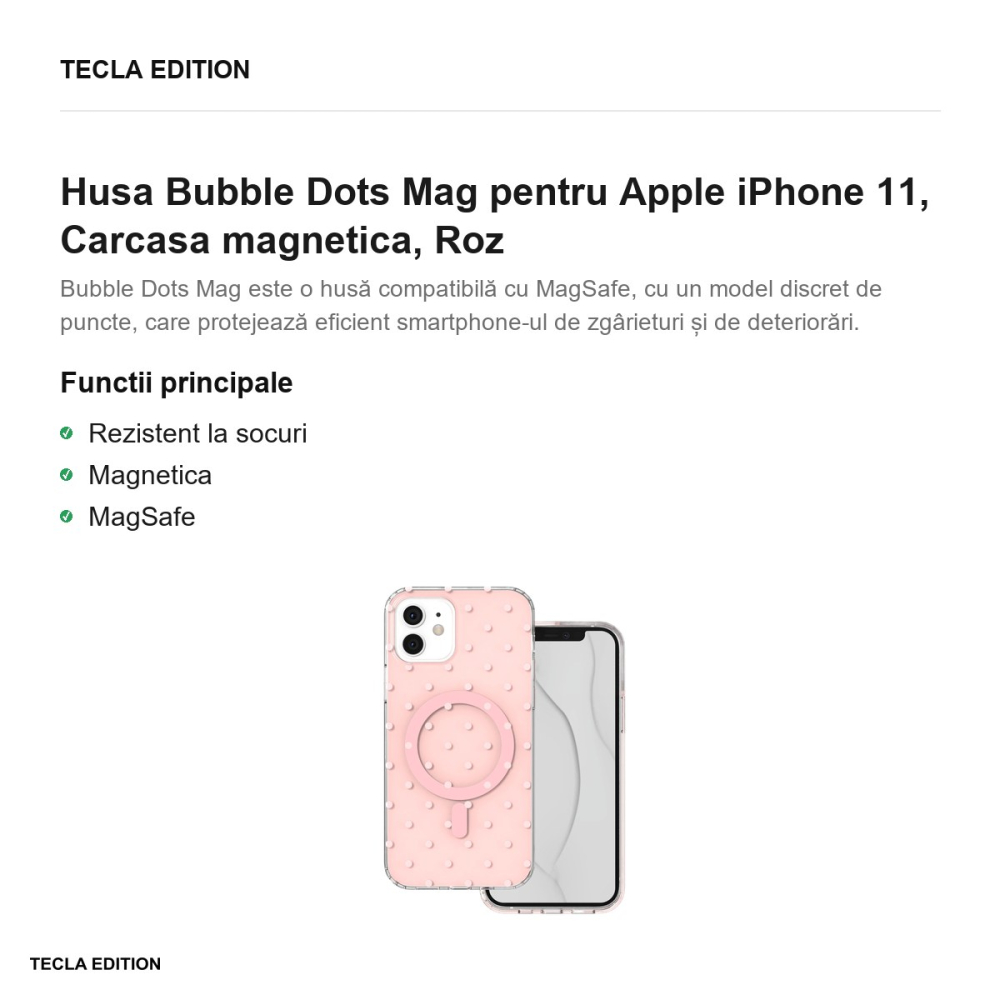 Husa Bubble Dots Mag pentru Apple iPhone 11, Carcasa magnetica, Roz [2]
