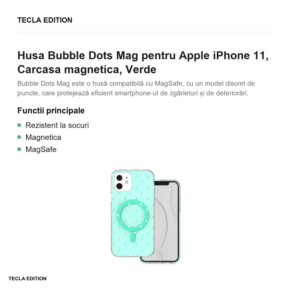 Husa Bubble Dots Mag pentru Apple iPhone 11, Carcasa magnetica, Verde [2]