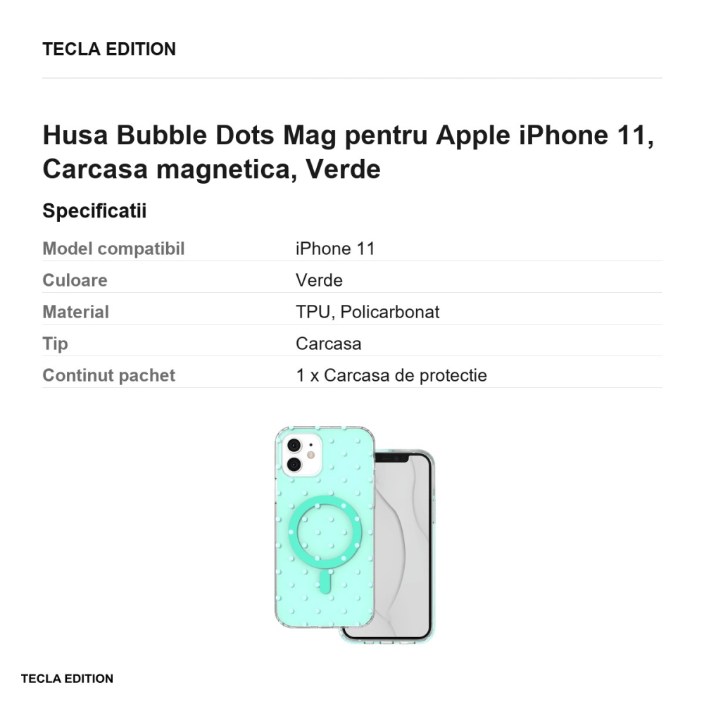Husa Bubble Dots Mag pentru Apple iPhone 11, Carcasa magnetica, Verde [3]