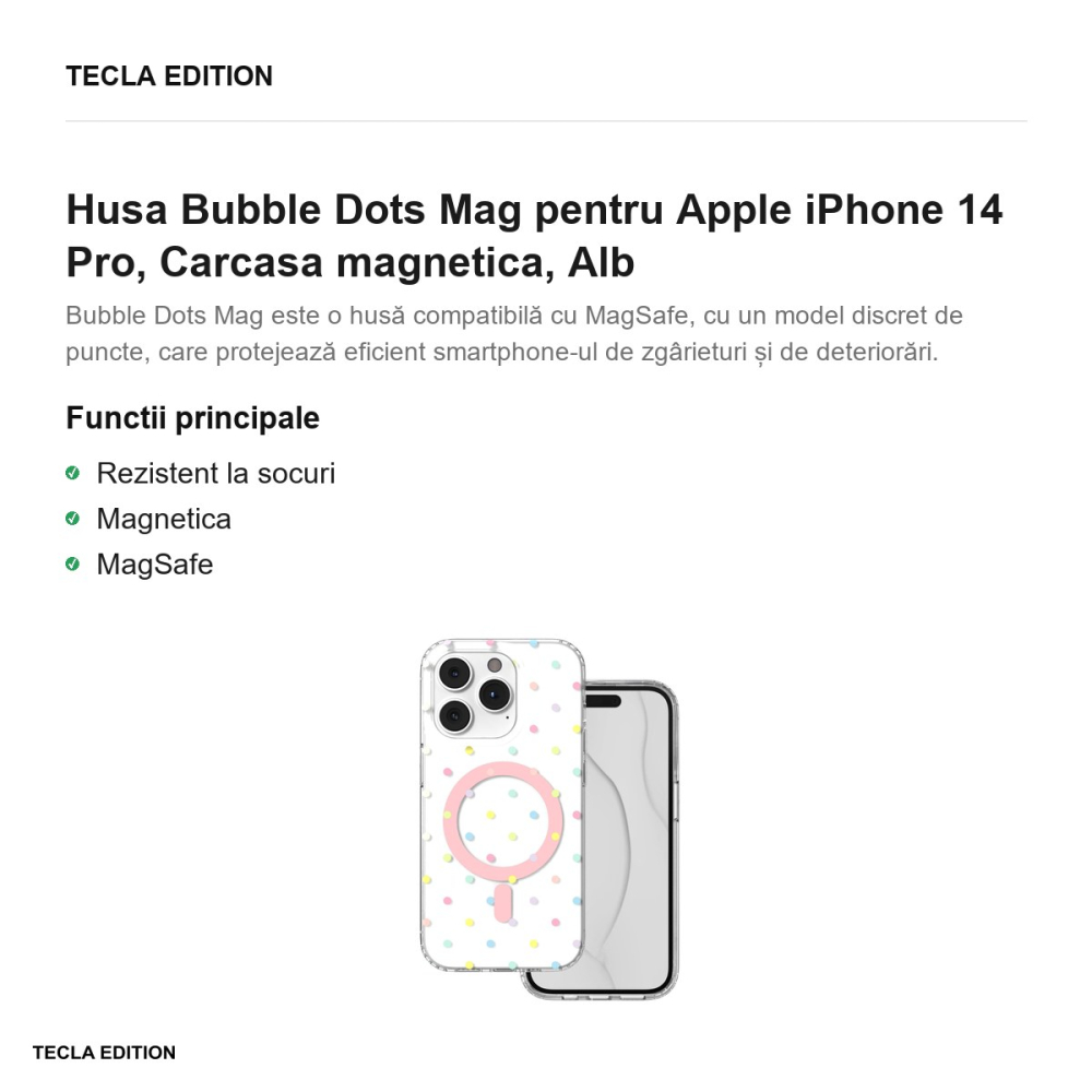 Husa Bubble Dots Mag pentru Apple iPhone 14 Pro, Carcasa magnetica, Alb [2]
