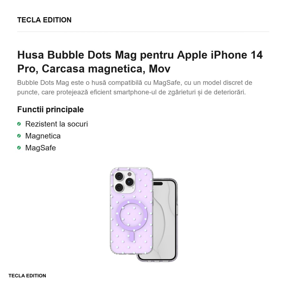 Husa Bubble Dots Mag pentru Apple iPhone 14 Pro, Carcasa magnetica, Mov [2]