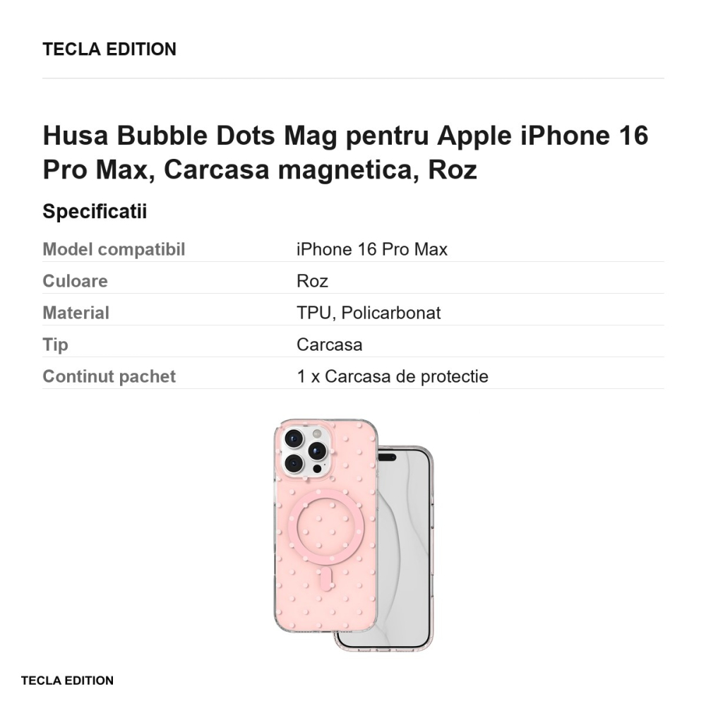 Husa Bubble Dots Mag pentru Apple iPhone 16 Pro Max, Carcasa magnetica, Roz [3]