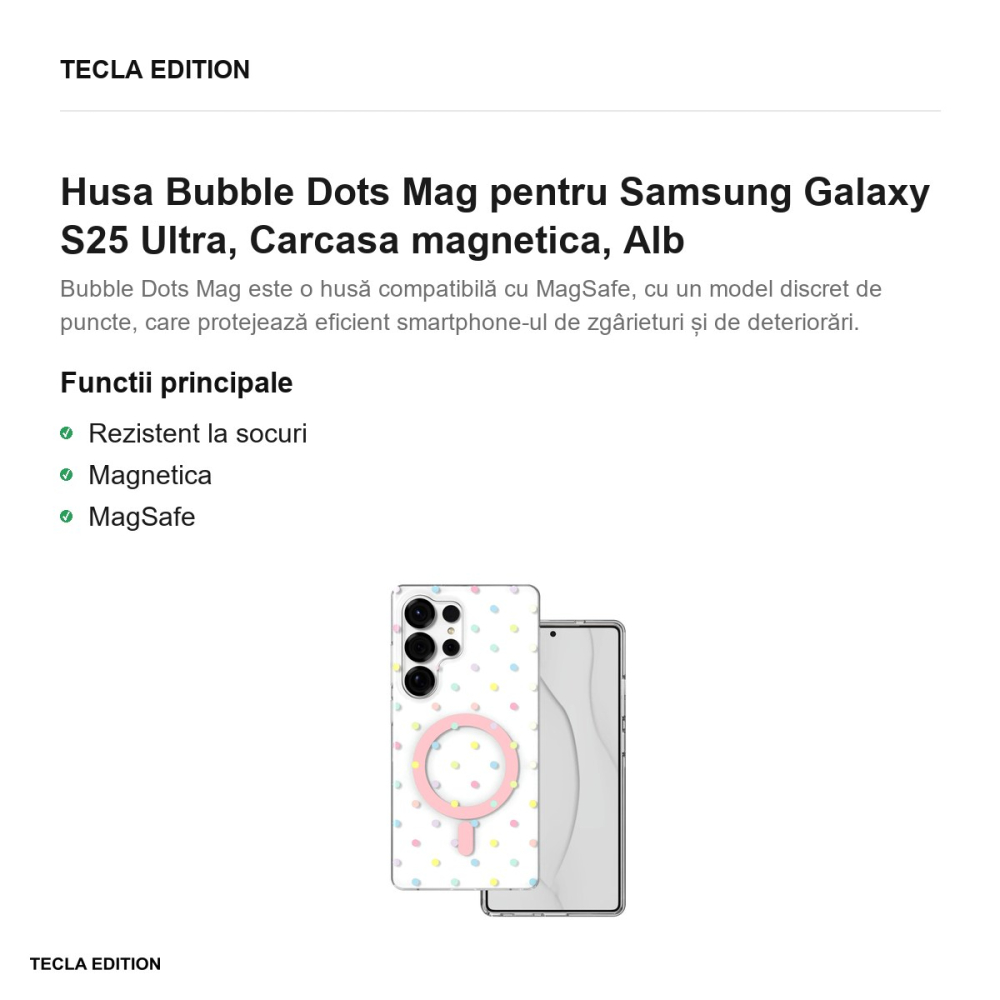 Husa Bubble Dots Mag pentru Samsung Galaxy S25 Ultra, Carcasa magnetica, Alb [2]