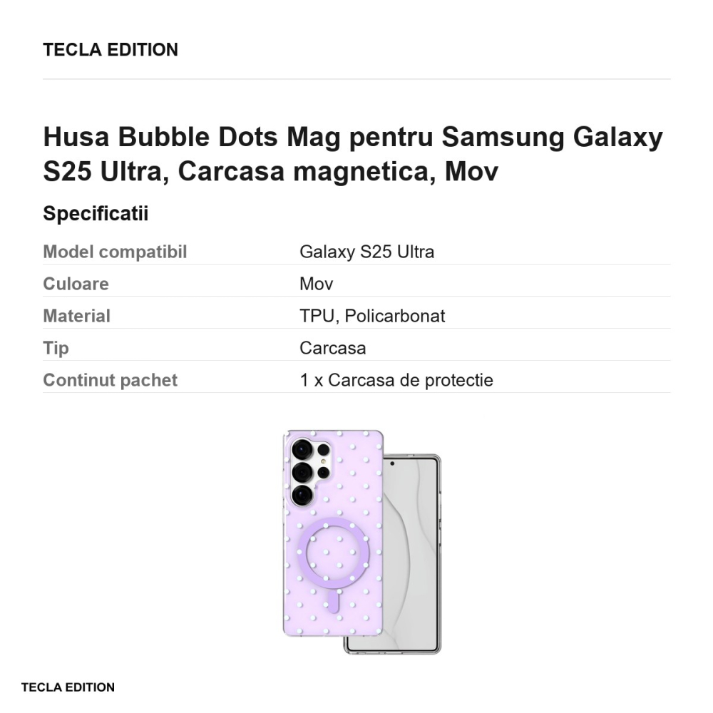 Husa Bubble Dots Mag pentru Samsung Galaxy S25 Ultra, Carcasa magnetica, Mov [3]