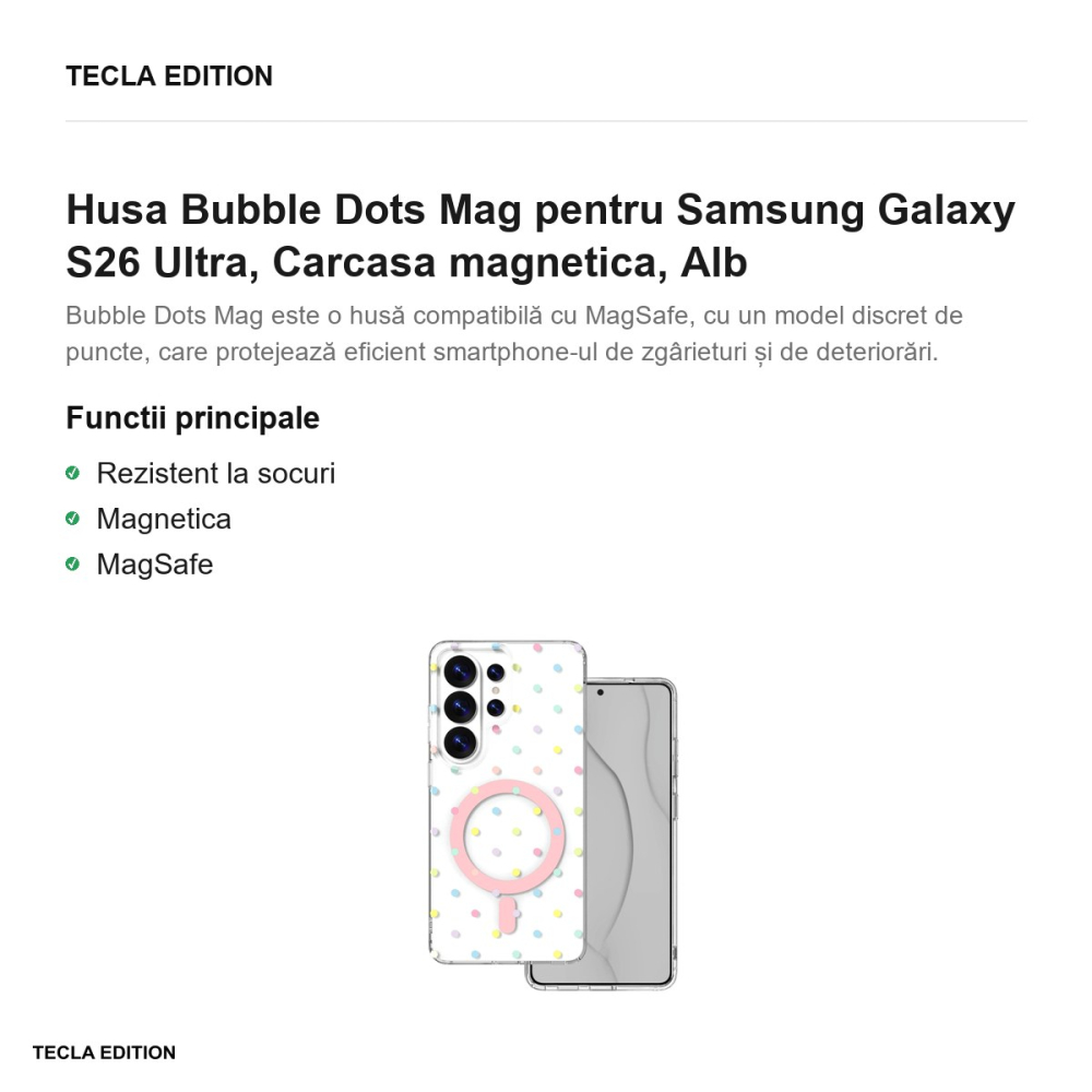 Husa Bubble Dots Mag pentru Samsung Galaxy S26 Ultra, Carcasa magnetica, Alb [2]