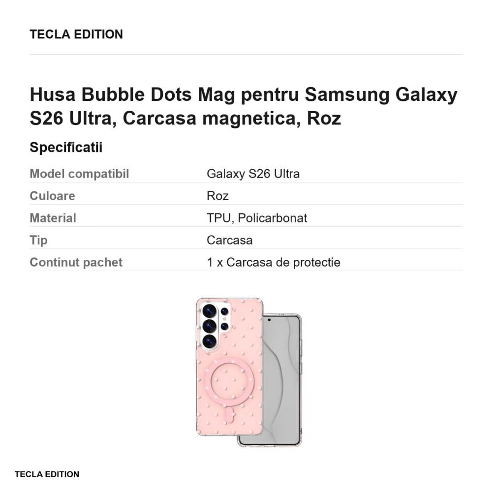 Husa Bubble Dots Mag pentru Samsung Galaxy S26 Ultra, Carcasa magnetica, Roz [3]
