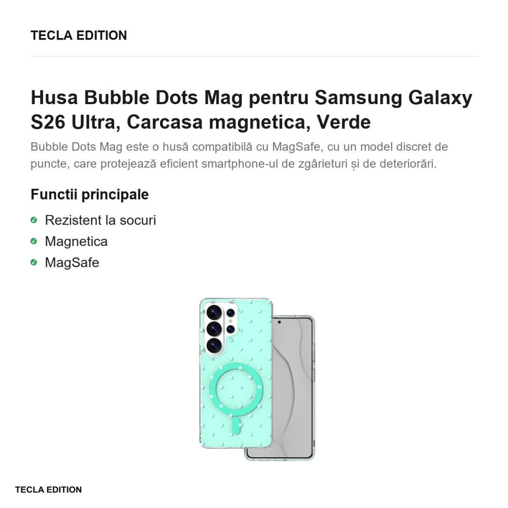 Husa Bubble Dots Mag pentru Samsung Galaxy S26 Ultra, Carcasa magnetica, Verde [2]