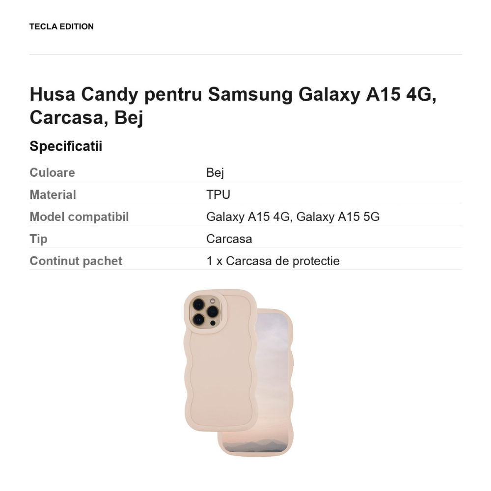 Husa Candy pentru Samsung Galaxy A15 4G, Carcasa, Bej [3]
