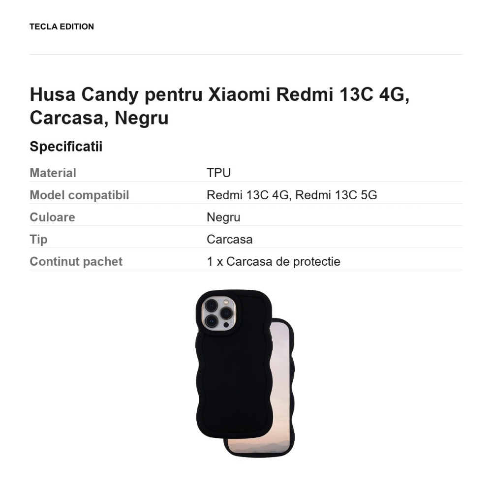 Husa Candy pentru Xiaomi Redmi 13C 4G, Carcasa, Negru [3]