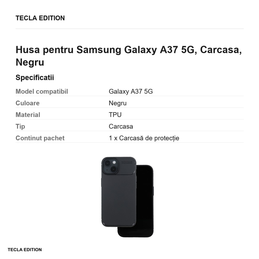 Husa Carbon Black pentru Samsung Galaxy A37 5G, Carcasa, Negru [3]