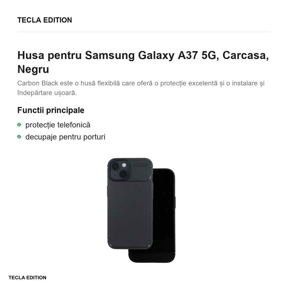 Husa Carbon Black pentru Samsung Galaxy A37 5G, Carcasa, Negru [2]