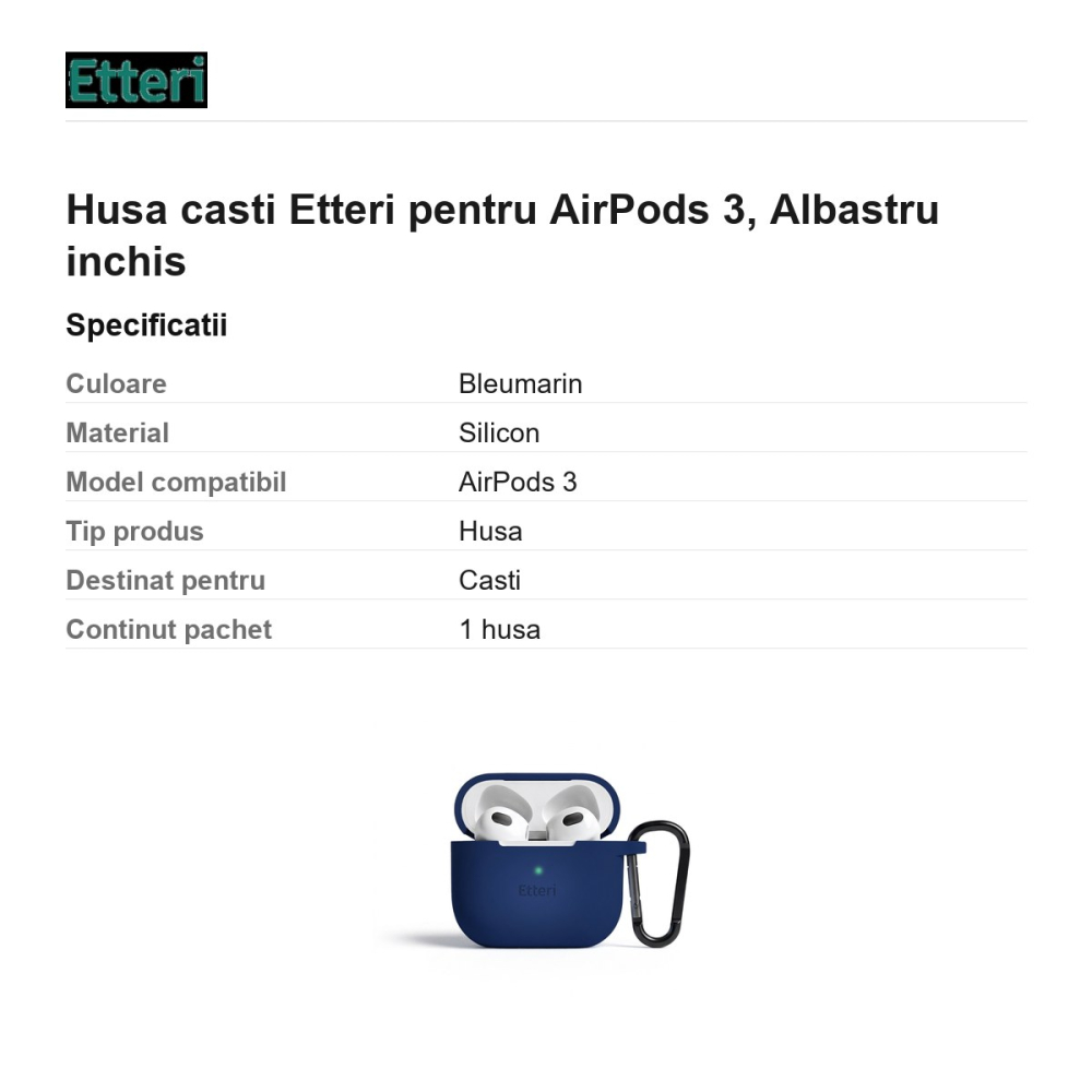 Husa casti Etteri pentru AirPods 3, Bleumarin [3]