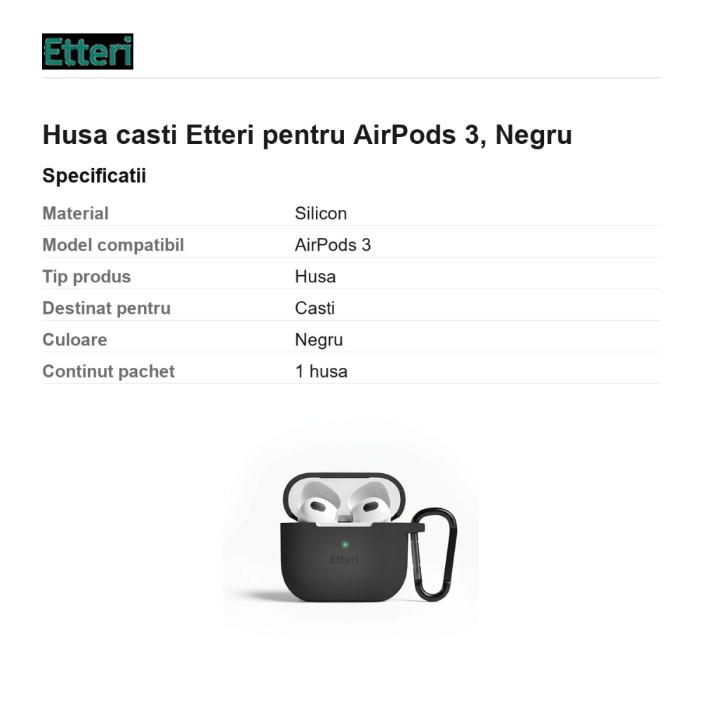 Husa casti Etteri pentru AirPods 3, Negru [3]