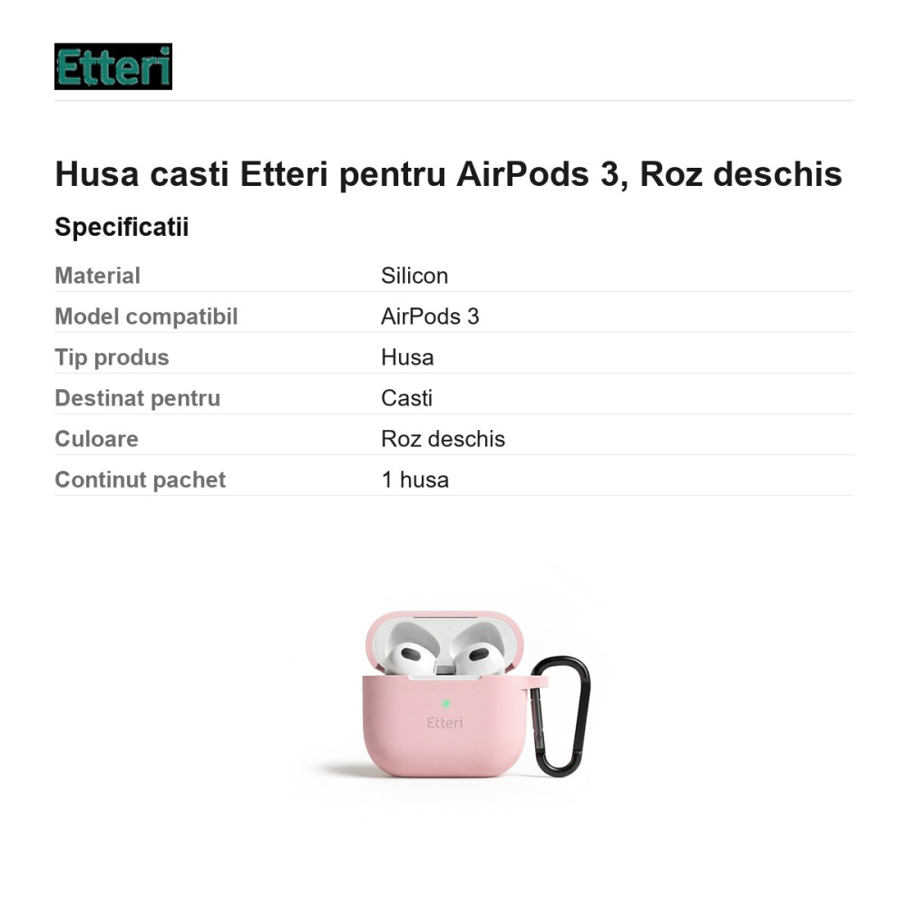 Husa casti Etteri pentru AirPods 3, Roz deschis [3]
