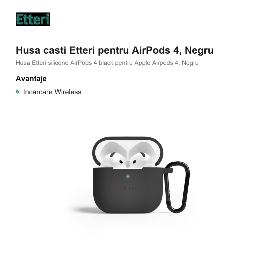 Husa casti Etteri pentru AirPods 4, Negru [2]
